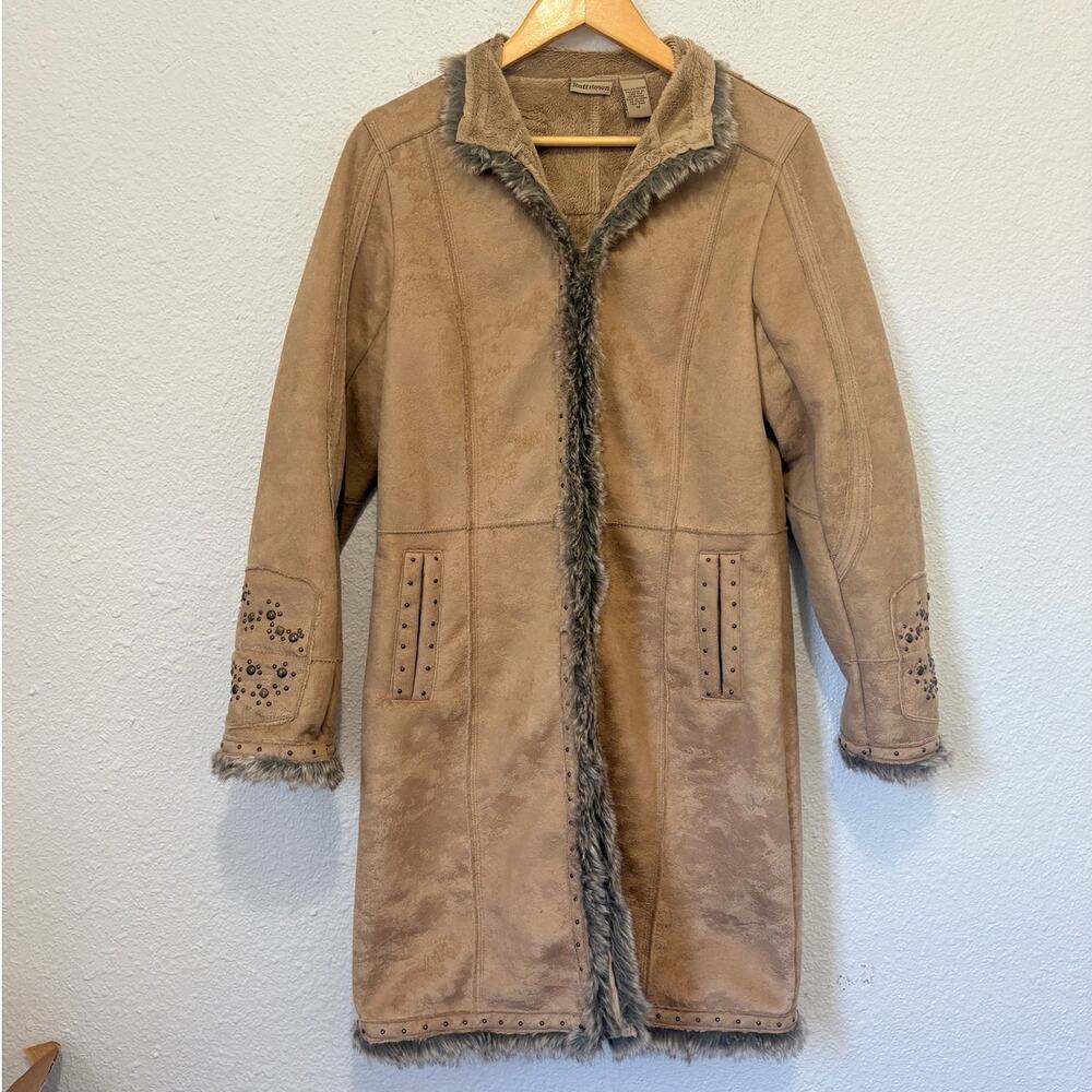 y2k faux fur trim jacket penny lane studded glam western going out vintage